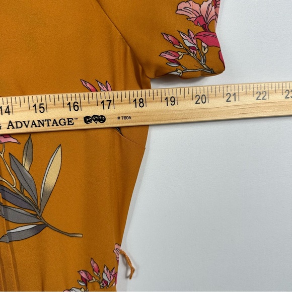 Nanette Lepore Mustard Floral Midi Dress Size 6 - Picture 6 of 7